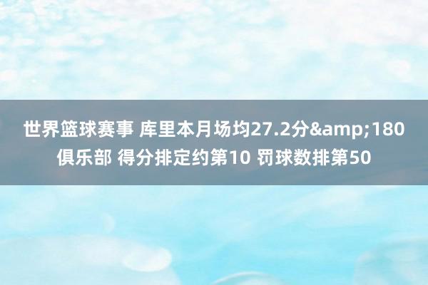 世界篮球赛事 库里本月场均27.2分&180俱乐部 得分排定约第10 罚球数排第50