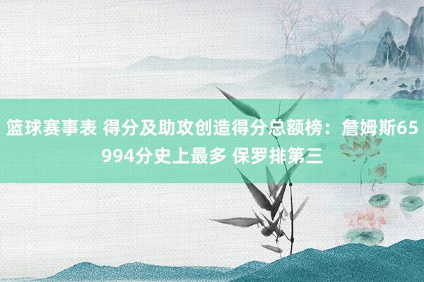 篮球赛事表 得分及助攻创造得分总额榜：詹姆斯65994分史上最多 保罗排第三