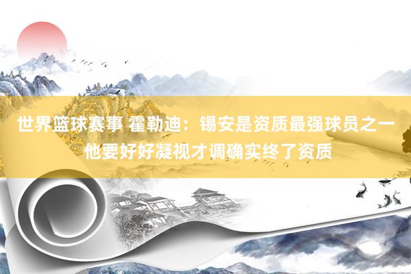 世界篮球赛事 霍勒迪：锡安是资质最强球员之一 他要好好凝视才调确实终了资质